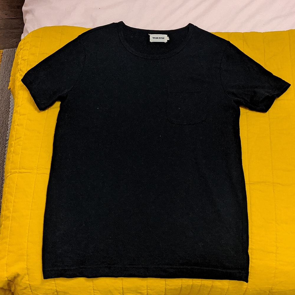 Taylor Stitch Merino Wool Pocket Tee short sleeve, Size S, Black